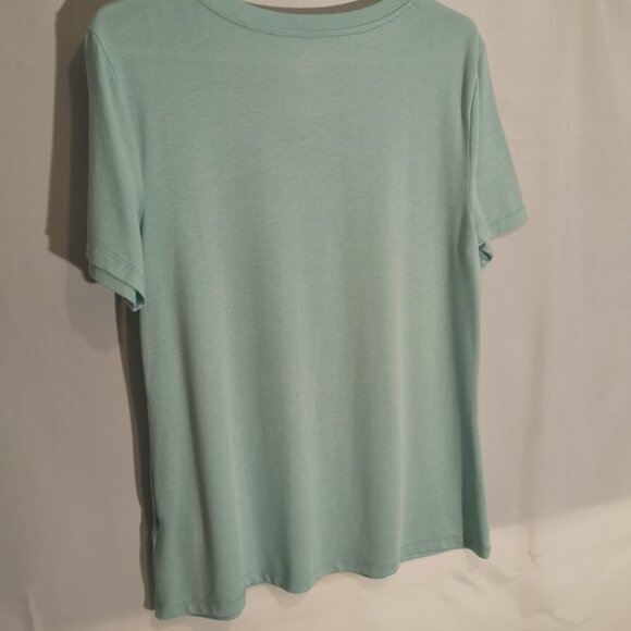 Spalding Ladies Size Large Light Green Short Sleeves V-neck Athletic Top - Picture 2 of 5
